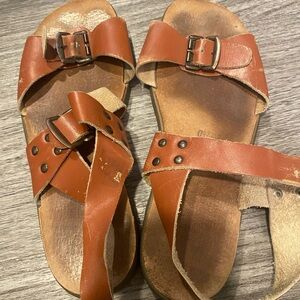 Brown Leather Sandals with Buckle